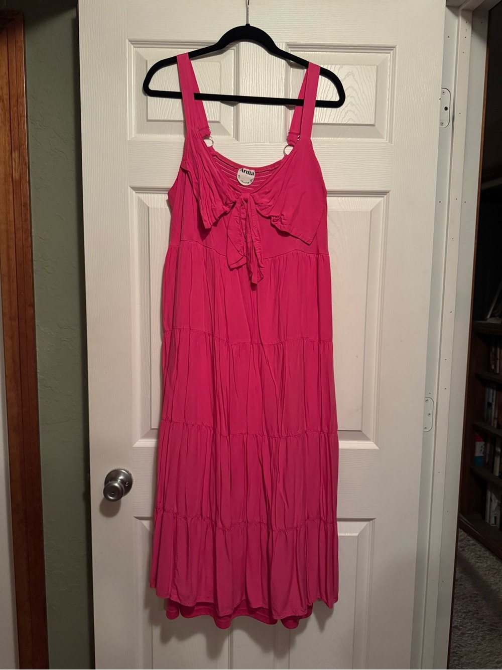 ARULA Size A (14-16) Hot Pink Ruffled Sundress w/ Front Tie Detail& lining